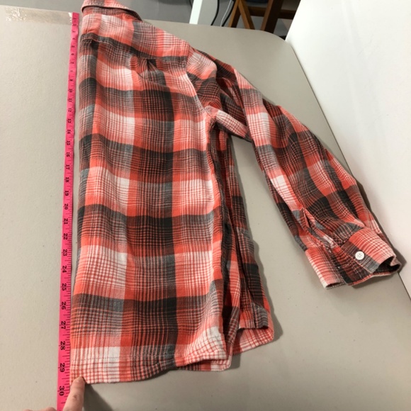 American Eagle Womens Button Down SIze S Coral Plaid Brushed Flannel Lumberjane - Picture 8 of 10
